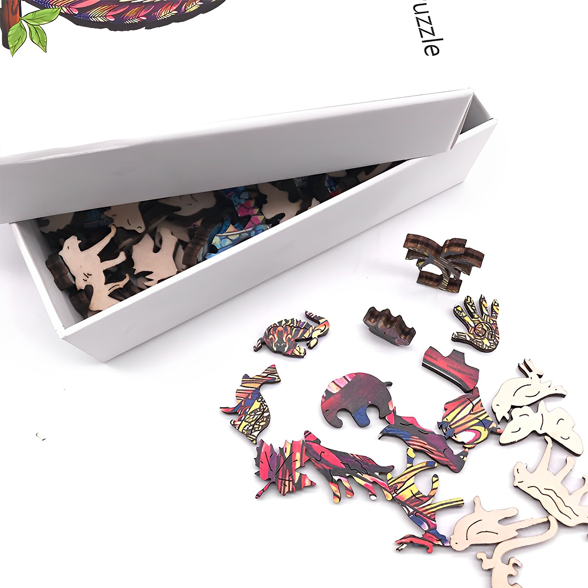 Unique Round Peacock Pattern Wooden Puzzle,Irregular Animal Shapes Jigsaw Puzzle,, The for Halloween, Christmas, Birthday