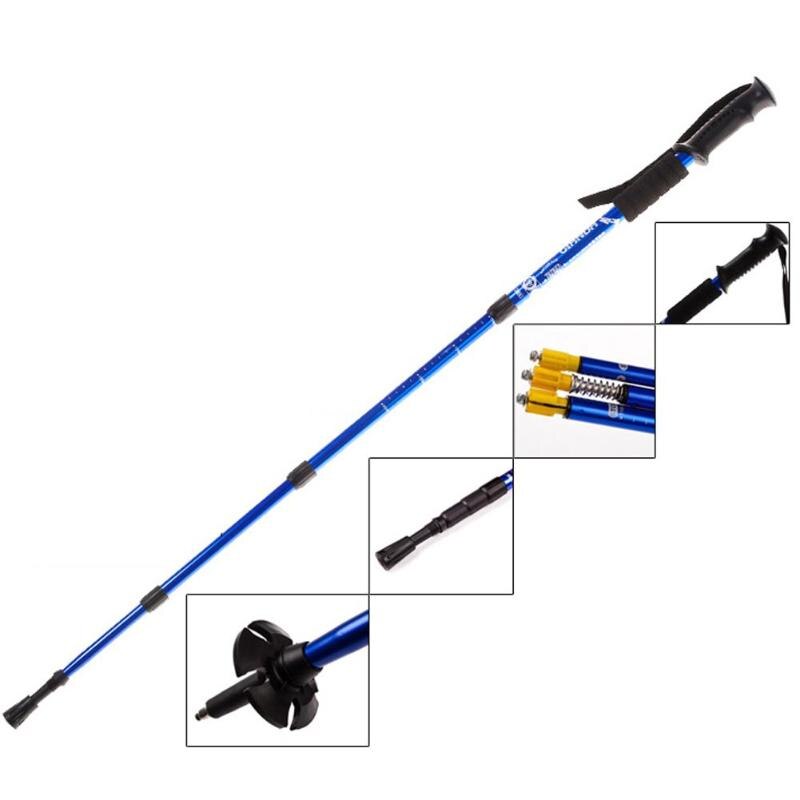 Hiking Walking Trekking Trail Poles Ultralight 4-section Adjustable Canes