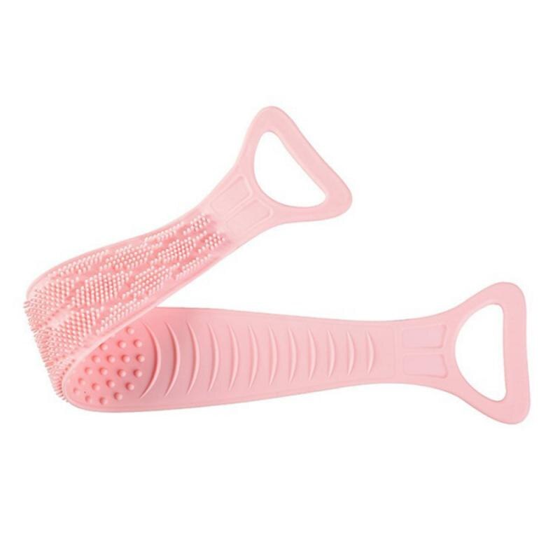 Siliconen Wrijven Handdoek Lange Badhanddoek Pull Back Strap Wassen Scrubber Scrub Siliconen Wassen Bad Borstels Sponzen Scrub: pink