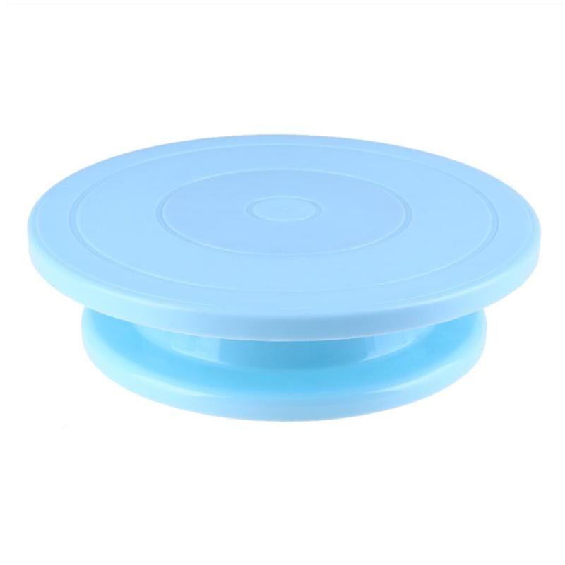 Plastic Table Revolving Cake Stand Mini Spinning Anti-skid Cake Plate Cake Decorating Rotary Kitchen DIY Pan Baking Tool: Blue