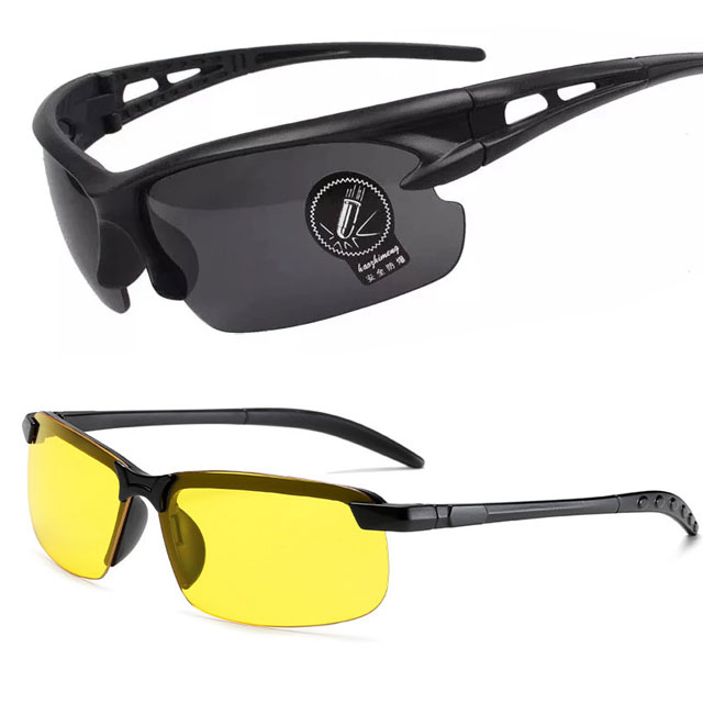 Gafas de visión nocturna para hombre y mujer, lentes de ciclismo al aire libre, montura negra, gafas de noche para Conductor, gafas de , color amarillo: Ámbar oscuro