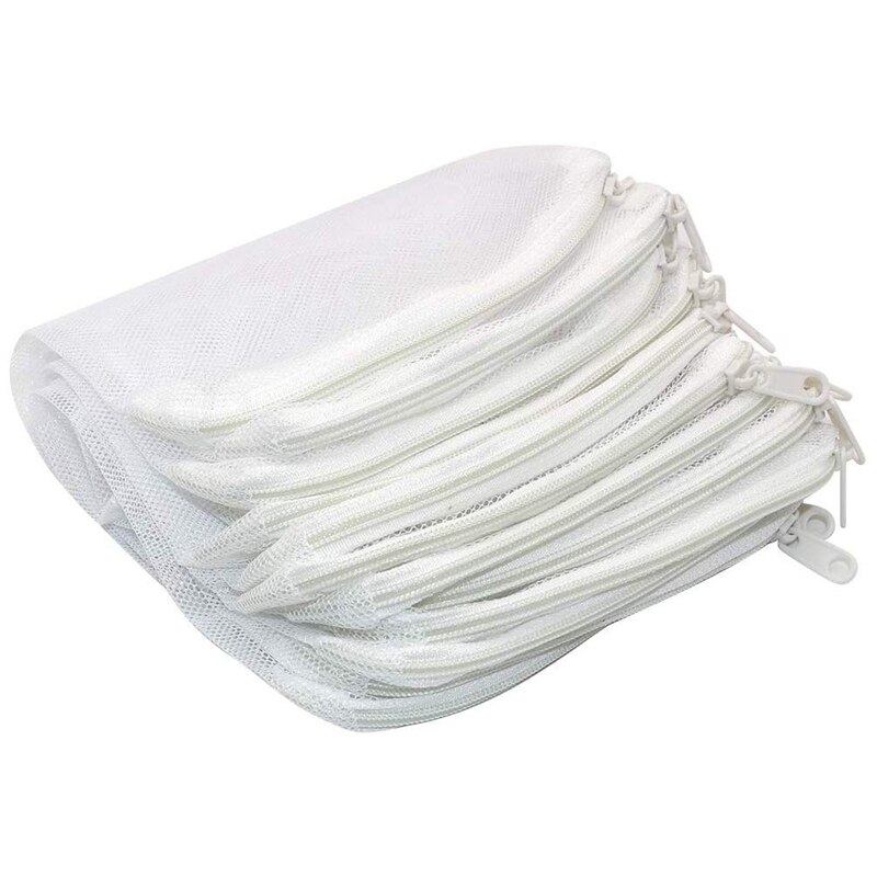 30 pakke akvarium mesh media filter poser high flow mesh bag gjenbrukbare nettposer med plastglidelås for fisketank bio baller pelleti