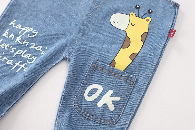 Drenge jeans overalls efterår børn rem tegneserie giraf bomuld jumpsuit afslappet børn piger tøj overalls bukser