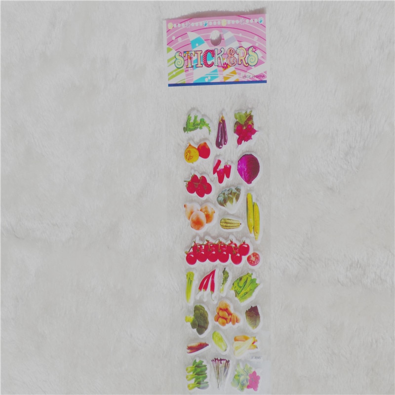 5 ark vegetabilsk klistermærke søde gør-det-selv-klistermærker tegneserie børn mad klistermærker legetøj pvc scrapbog til børn gyh