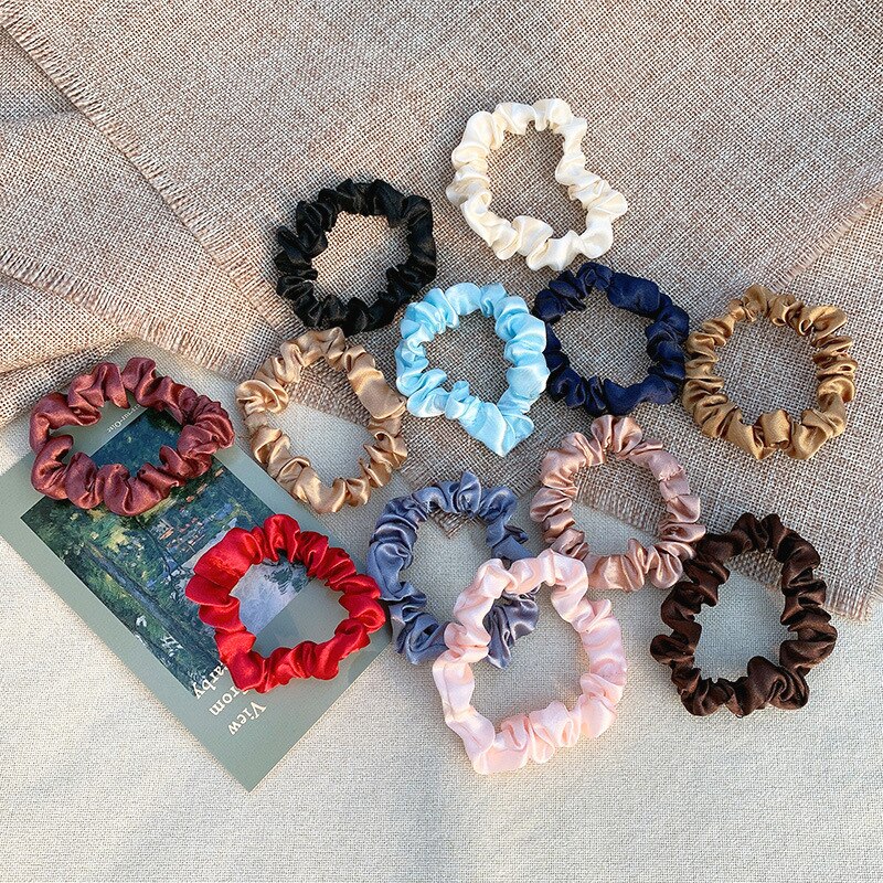 1Pc Elastic Hairbands Hair Tie for Women Satin Scrunchies Stretch Ponytail Holders Handmade Heandband Hair Accessories