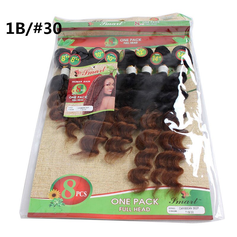 Eunice Ombre Hair Extensions Kinky Curly Weave Synthetic Hair Bundles 8pieces/lot 1 Pack 8-14"INCH: P1B/30