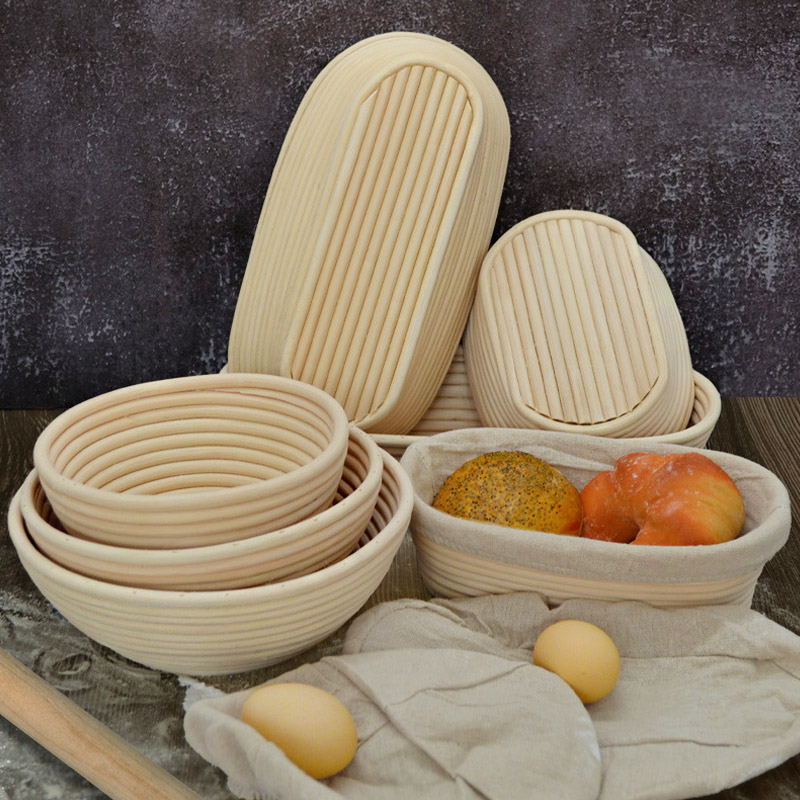 Cesta de fermentación de pan de fermentación europea, resistente al ratán Natural, suministros para hornear de masa fermentada DIY, cesta de mimbre para el hogar