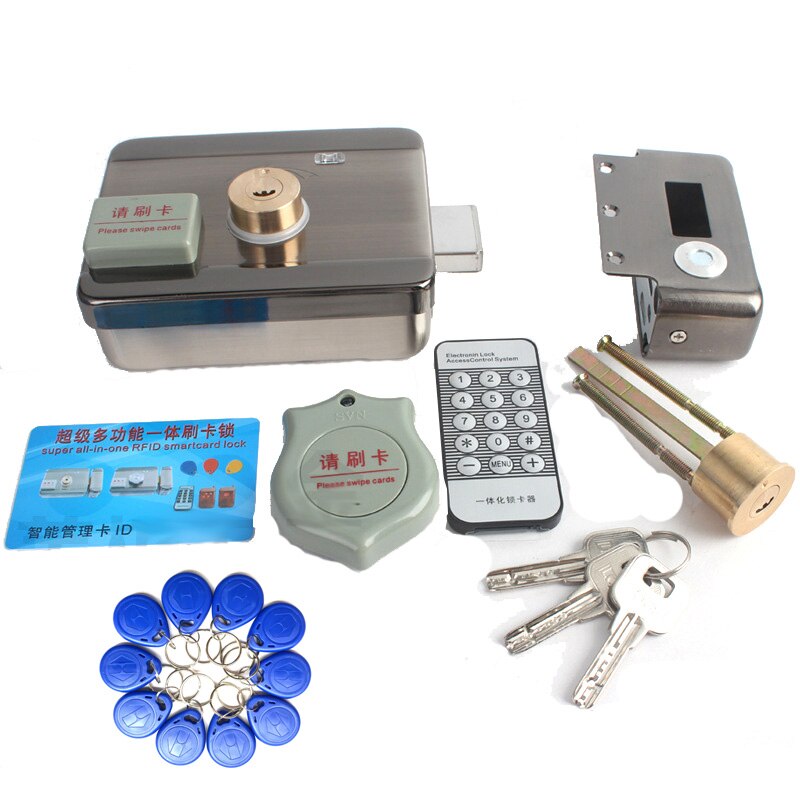 Electric lock 125KHz RFID ID EM card motor lock with mechanical key support intercom for access control system: D Kit B
