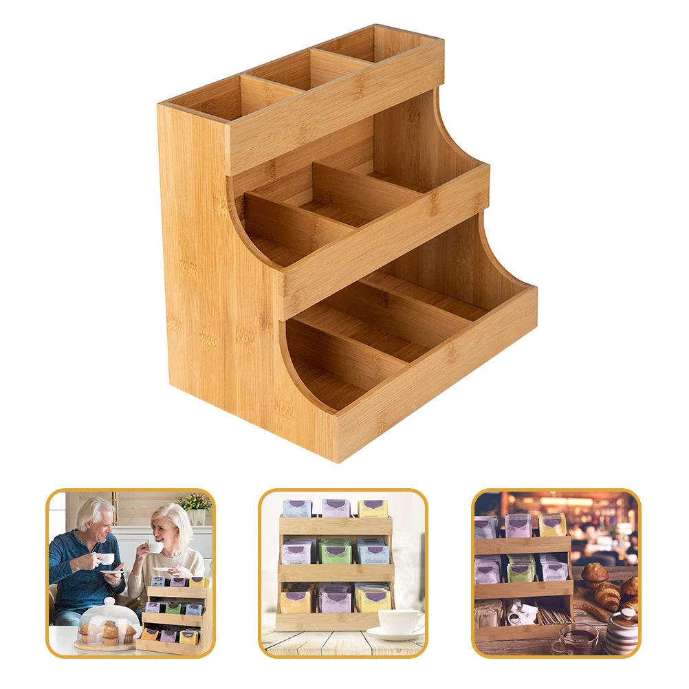 Thee Organizer Koffiehouder Doos Pakket Opslag Specerij Houten Rek Suiker Station Plank Container Bar Pakketten Staan