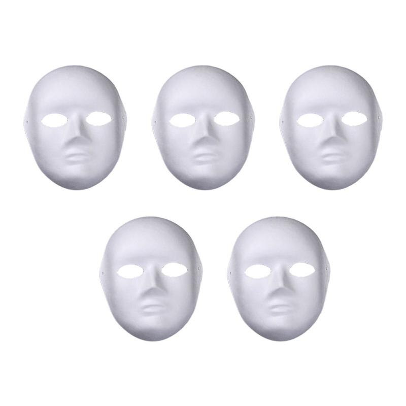 5/9Pcs Diy Handgeschilderde Masker Milieuvriendelijke Pulp Leeg Masker Overschilderbaar Gezicht Cover Voor Kleuterschool Dans Festival partij Voeren: style5 5pcs