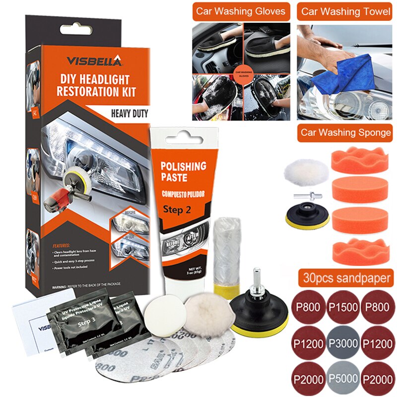 Auto Scheinwerfer Polierer Restaurator Polnischen Für Scheinwerfer Restaurierung Kit Washer Chemische Polieren Kit Wachs Für Auto Scheinwerfer