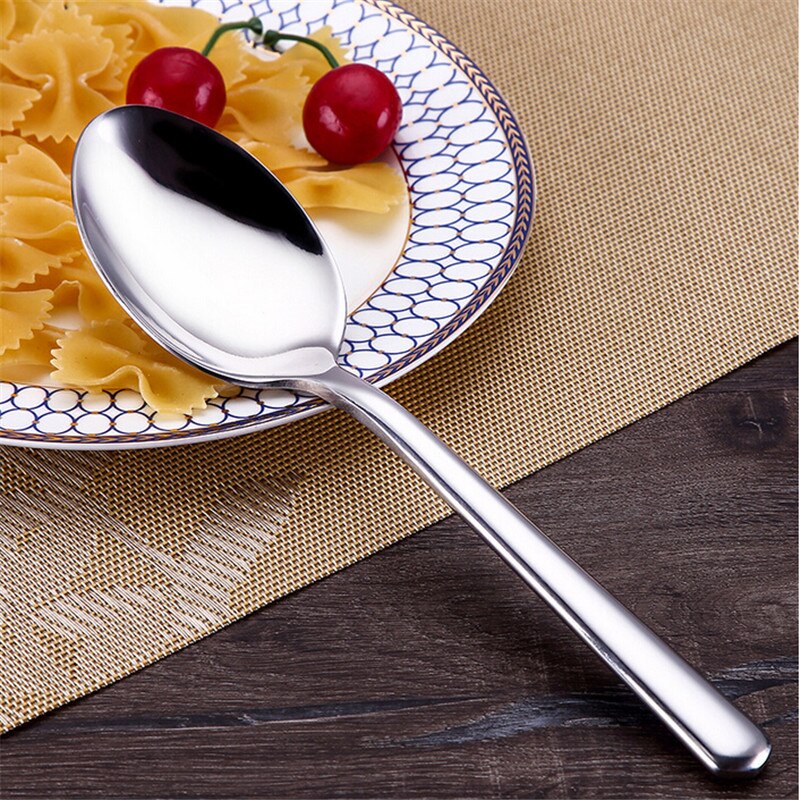 1Pc Thicken Dinner Dish Soup Rice Western Restaurant Bar Cafe Public Spoon Large Stainless Steel Round Head Buffet Serving Spoon