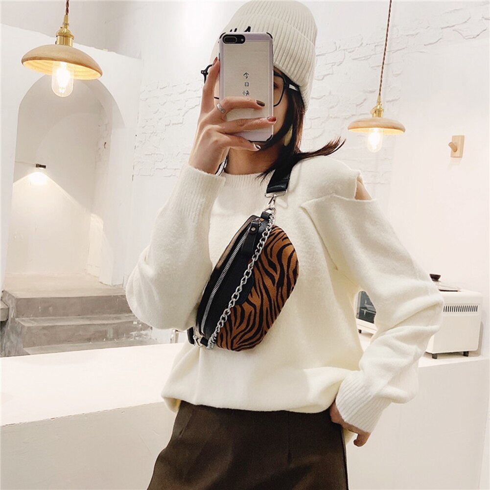 Bolsa de pecho de piel sintética con animales para mujer, bolsa de cinturón bandolera con cremallera, bolso de pecho clásico Vintage