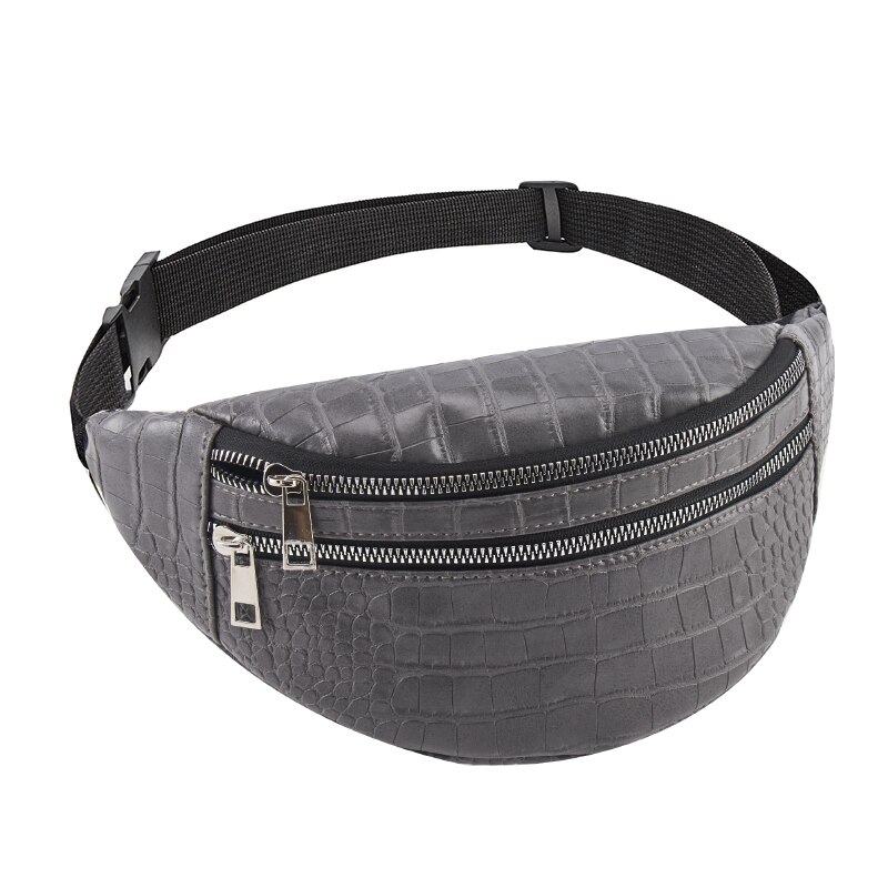 Jin Mantang Women's Waist Bag Crocodile Women PU Leather Bag Fanny Pack Message Bag Fanny Pack Message: Gray