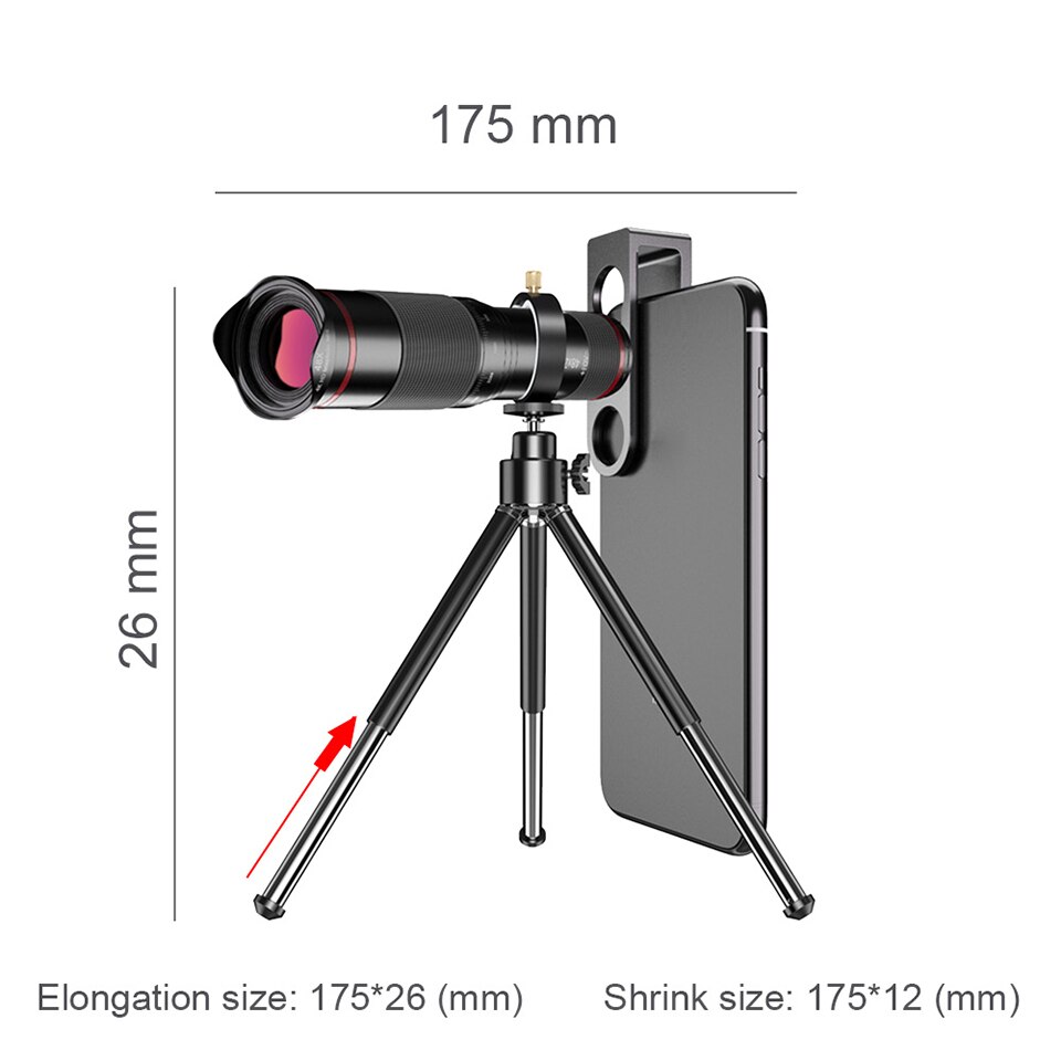 48X 4K HD Telescopio per il Telefono Delle Cellule del Telefono mobile dell'obiettivo di Macchina Fotografica super Monoculare Teleobiettivo Ingrandisci Lenti per Smartphone Iphone 8 XS