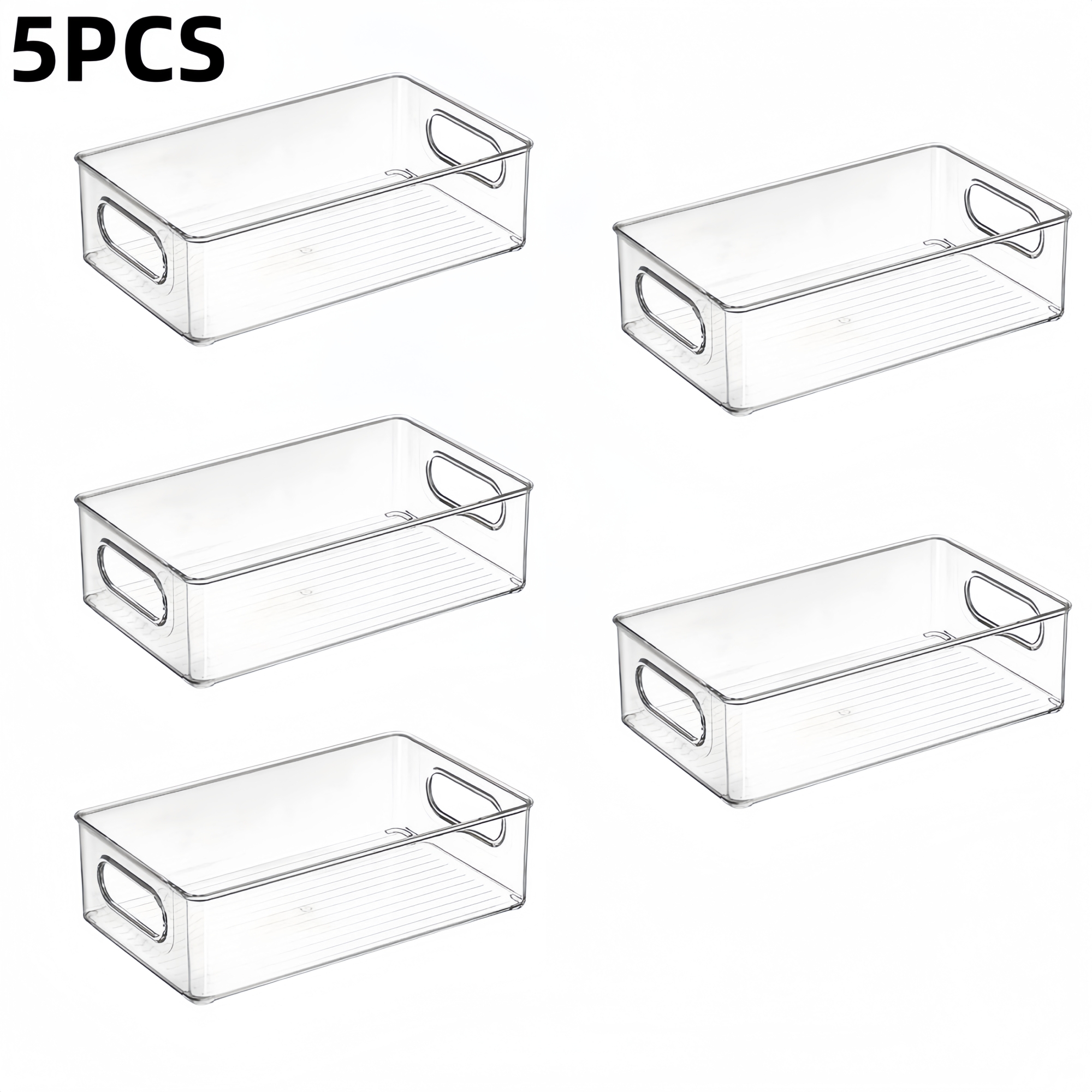 6 stk. køleskabsorganiseringskasser, multifunktionel stabelbar køleskabsopbevaringsboks til mad, med håndtag, til opbevaring af mad og drikkevarer i køkkenet: Sort