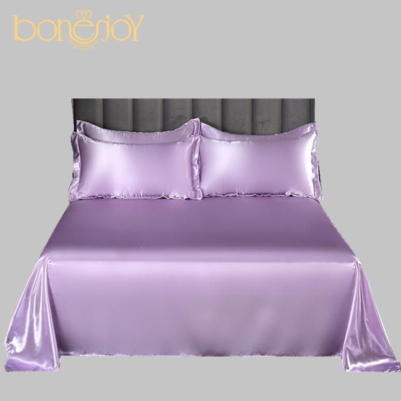 Bonenjoy 1-teiliges Bettlaken für Höhle Sommer, eisgekühlte Stoffoberblätter, Satin-, glattes, flaches Bettlaken für Doppelbettwäsche (kein Kissenbezug)