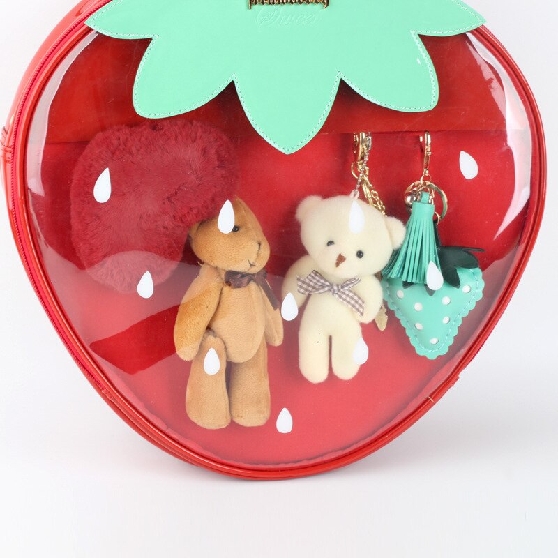 Strawberry Lolita Tas Ita Bag Clear Rugzak Voor Tienermeisjes Schooltas Dames Transparante Rugzak Tas Rood Itabag Pu Leer