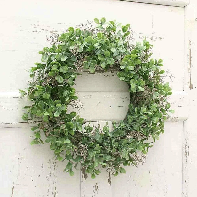 Artificial Long leaf Lucky Wreath Green Leaves Front Door Indoor Wall Decor your House and Make it Look Vibrant