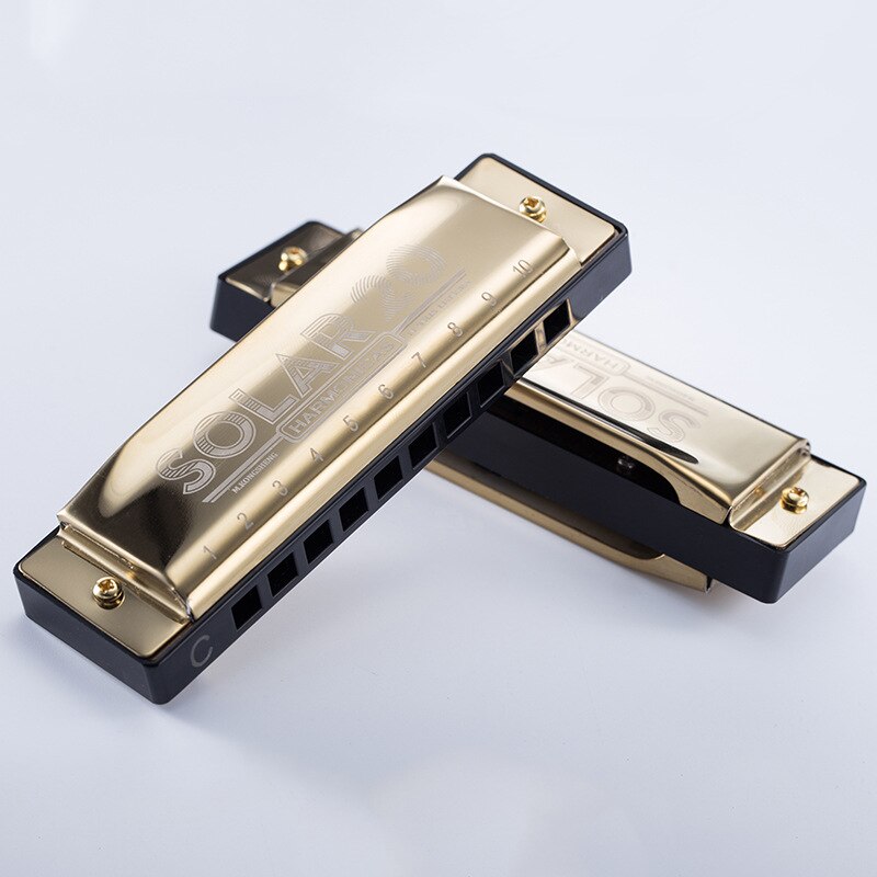 10-hole Harmonica and Ten-hole Blues Otamatone Musical Instrument Diatonic Musical Table Bell St Louis Blues Clues Instruments: Gold