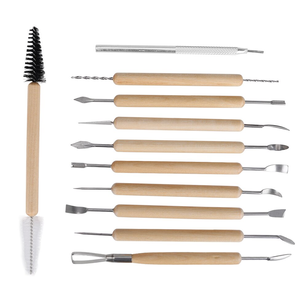 11Pcs Wooden Handle Sculpting Tools Arts Crafts Modeling Carving Tools Beginner Modeller Clay Sculpting Tools Set