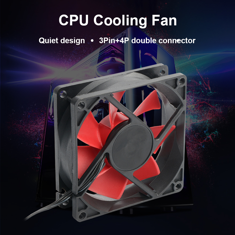 8cm Computer Cooling Fan 3Pin+4Pin Quiet CPU Cooler Chassis Case Water Fan