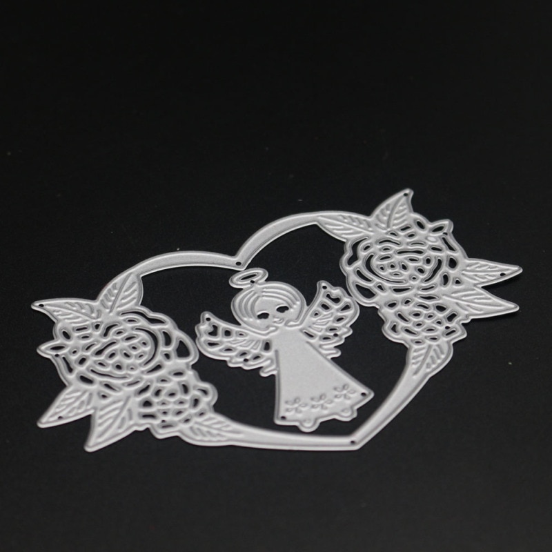 Matrice de découpe en métal | Cœur d'ange, cadre de feuille de fleur, pochoir pour bricolage Scrapbooking Album Photo, gaufrage décoratif, fabrication de cartes en papier