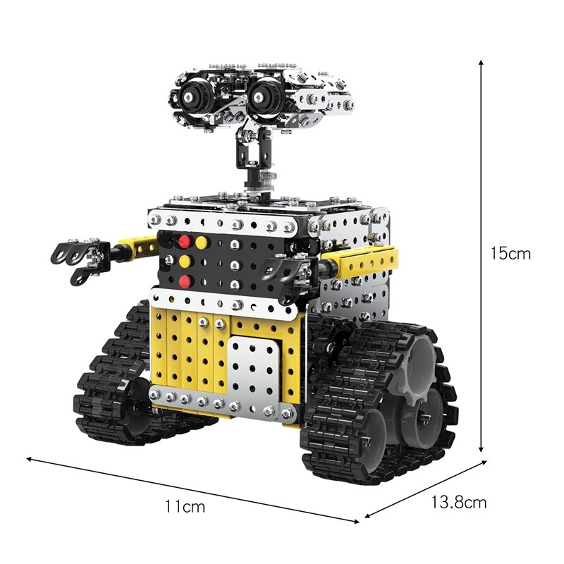 728Pcs Afstandsbediening Blokken Assemblage Robot 2.4G 10CH Diy Staal Smart Obstakel Vermijden Lopen Rc Robot Speelgoed Voor kinderen