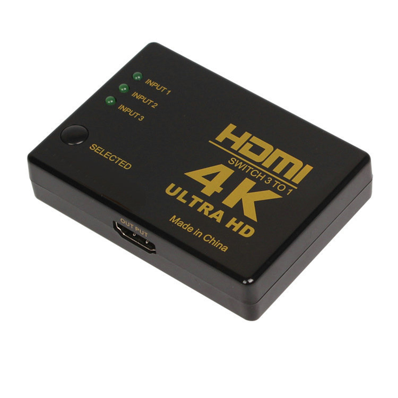 AMKLE HDMI Switch 4K * 2K 3D HDMI Splitter Mini 3 Poorten Switcher 3-in-1 -Out HDMI Hub voor DVD HDTV Xbox PS3 PS4 Latptop TV BOX: rectangle