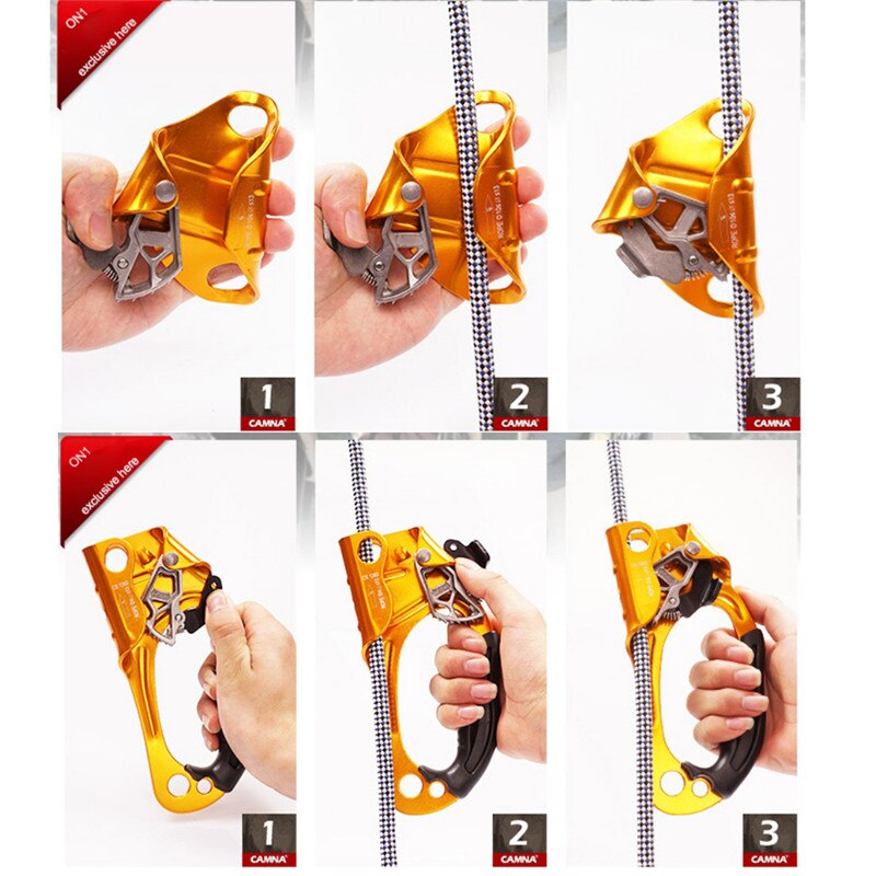 Rock Climbing Right & Left Hand Ascending durable anti-rust comfortable Device Mountaineer Handle Ascender Climbing Rope Tools