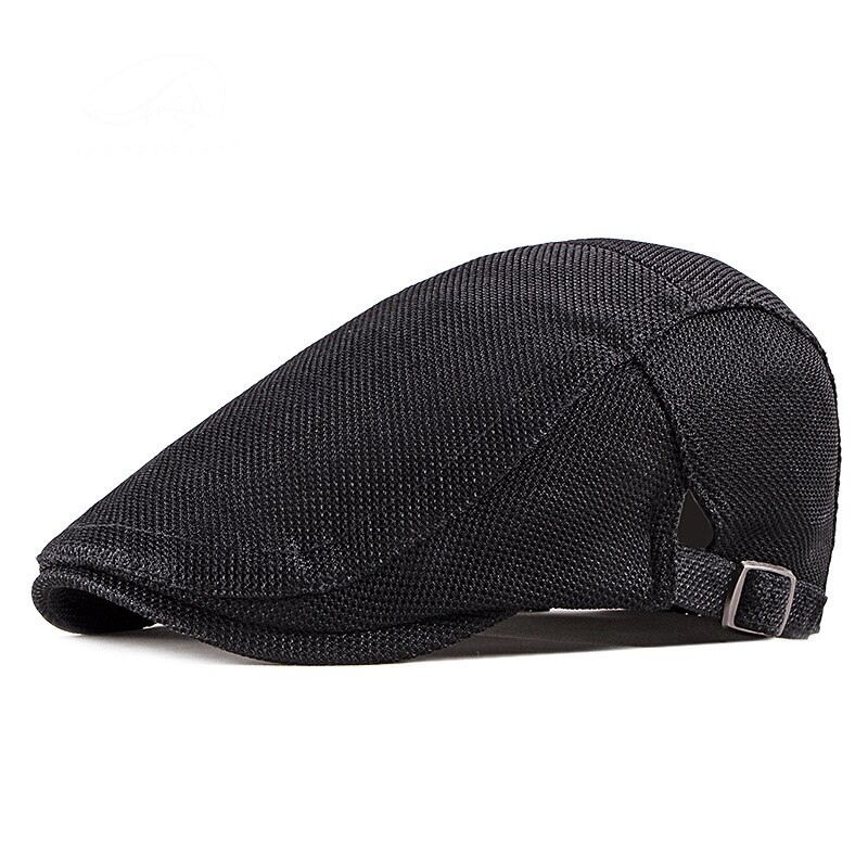 FS Summer Spring Men's Cap Ultra-thin Breathable Berets For Men Women Women's Flat Caps Beret Ladies Couple Hat: Black