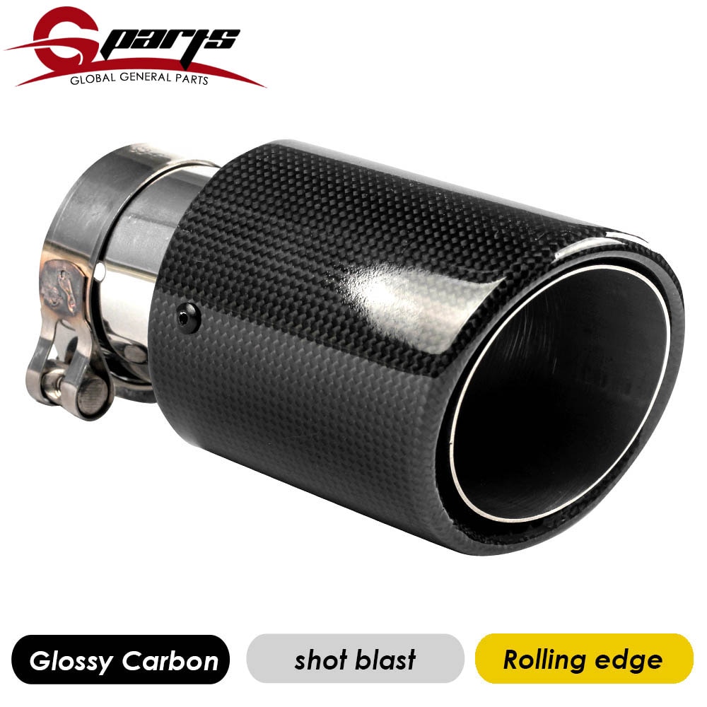 G-Części czarny samochód błyszczący węgiel błonnik walcowanie krawędź stal nierdzewna AK ogon układ wydechowy rury tłumik tylny końcówki uniwersalny