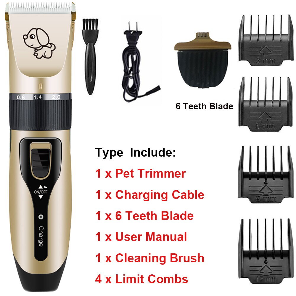 Dog Hair Trimmer Pet Hair Remover Cutter Grooming Cat Electrical Pet Clipper Rechargeable Low-Noise Pets Hair Cut Machine: TAPE D