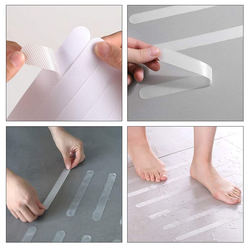 Praktyczne 36 sztuk antypoślizgowe naklejki robić wanien antypoślizgowe naklejki paski bezpieczeństwa robić kąpieli przezroczyste samoprzylepne paski antypoślizgowe