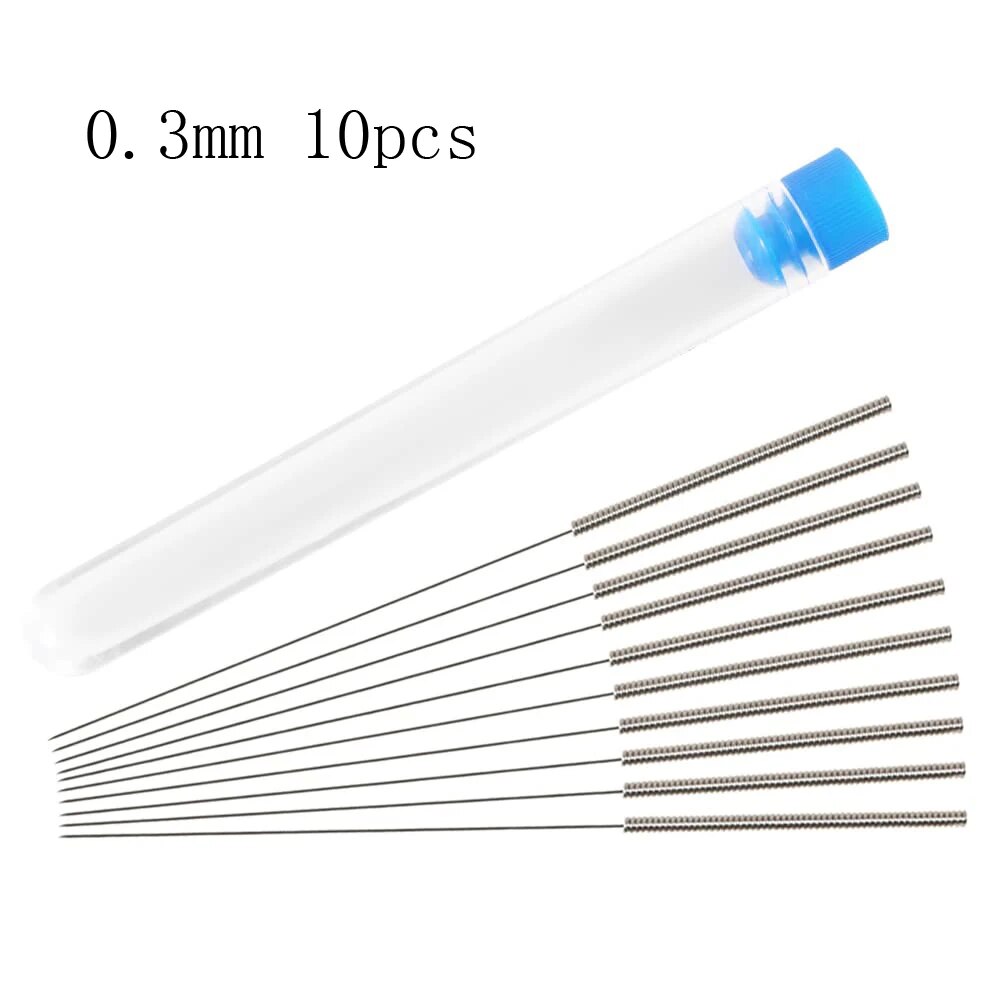 Kit de limpeza de bico de impressora 3d, 0.2/0.3/0.4/0.5/0.6/0.8/1.0mm, agulhas de limpeza de bico de aço inoxidável, limpador de bico de impressora 3d: Branco