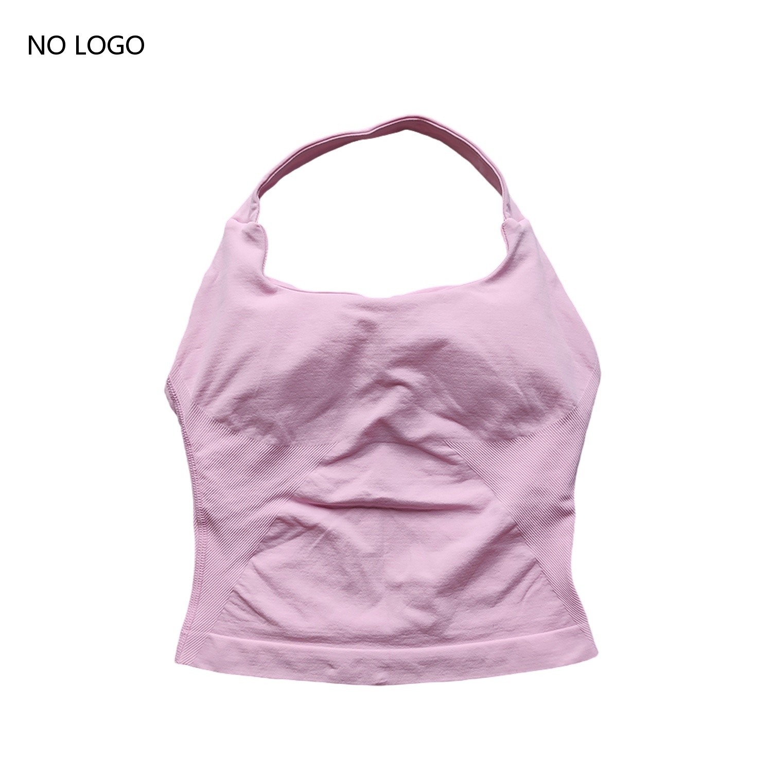 Gymväst med halterneck, rygglösa linnen, push up-material, sport-bh:ar, löparväst, träningstoppar, aktivkläder, yogakläder: L / Svart