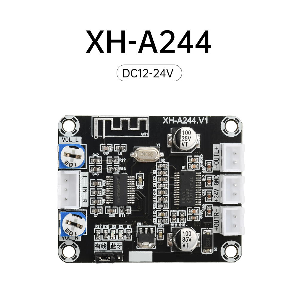 DC12~24V Bluetooth Audio Amplifier Module XH-A244 Digital Amplifier Board 2.0 Dual Channel 30W*2 HiFi Stereo Amplifier: Default Title