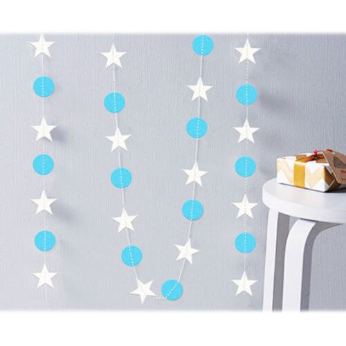 Paper Garland Strings Star Shape Wedding Party Bridal Home Hanging Decoration: Blue