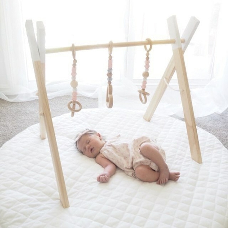 Baby Bed Rammelaar Kamer Decor Play Gym Speelgoed Houten Nursery Zintuiglijke Speelgoed Baby Kamer Kledingrek Accessoires Fotografie Props
