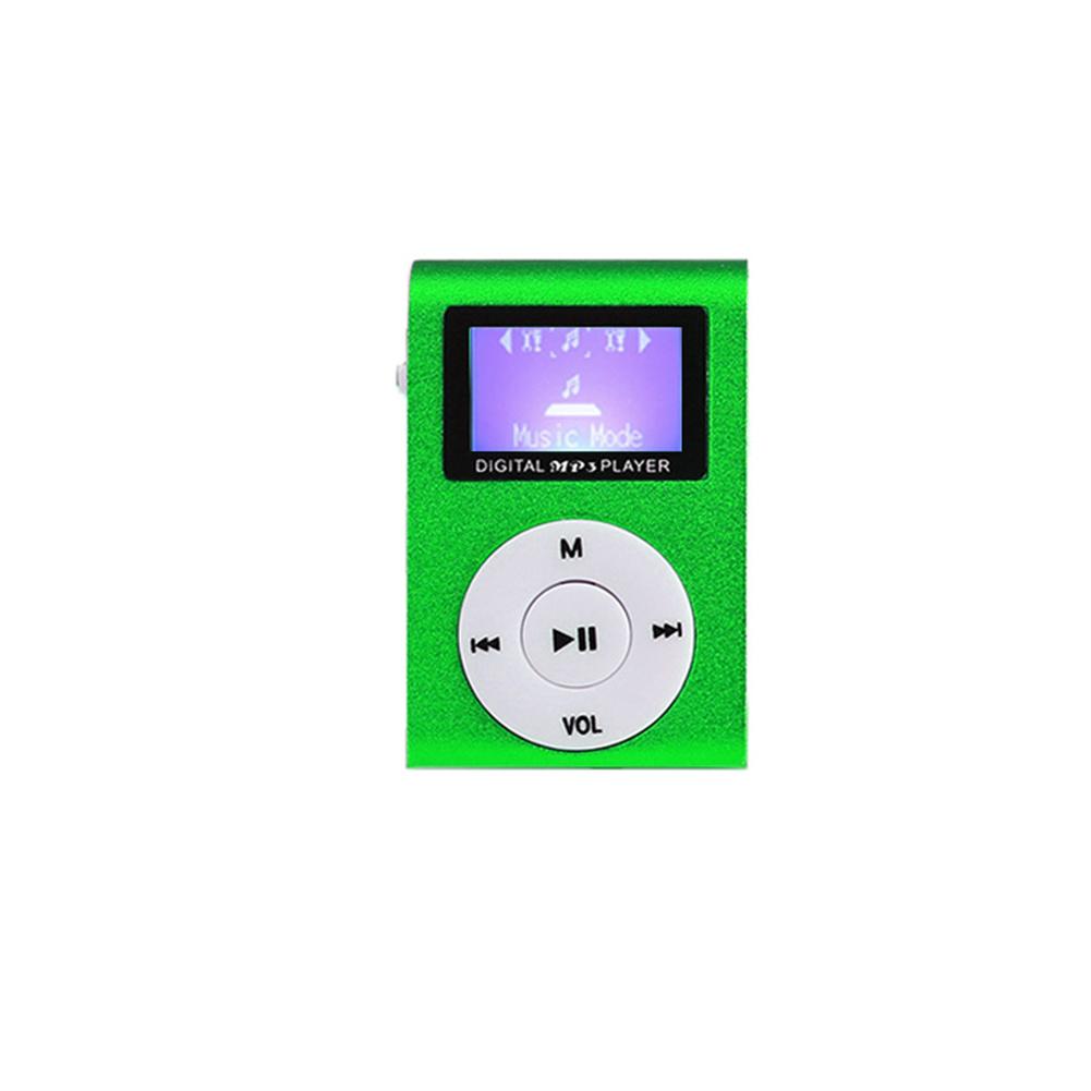 Mini Würfel Clip-typ Mp3 Spieler Anzeige Wiederaufladbare Tragbare Musik Lautsprecher mit Kopfhörer Usb-kabel: Grün