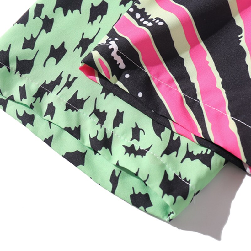 Homme hawaïen chemise zèbre rayure imprimé léopard Patchwork Hip Hop chemise Streetwear Harajuku plage chemise manches courtes été