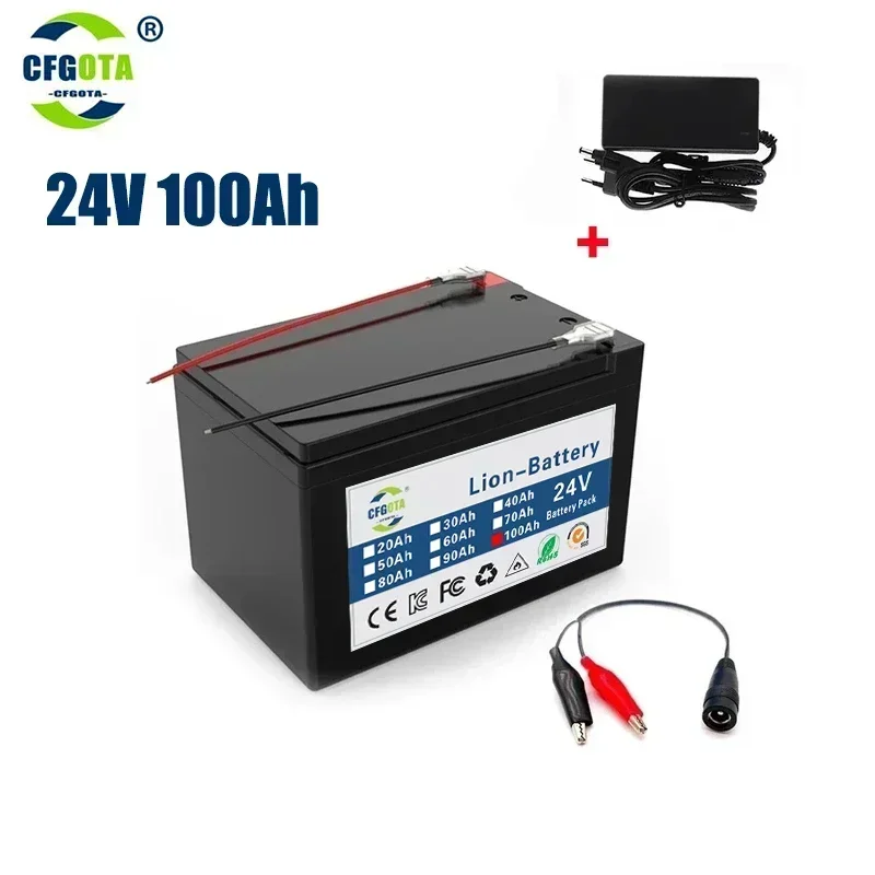 Bateria de íon de lítio do bloco da bateria de alta capacidade 6S4P 24V 100Ah 18650 25.2V 100000 Bateria + carregador para ferramentas elétricas para ciclomotor de bicicleta mAh