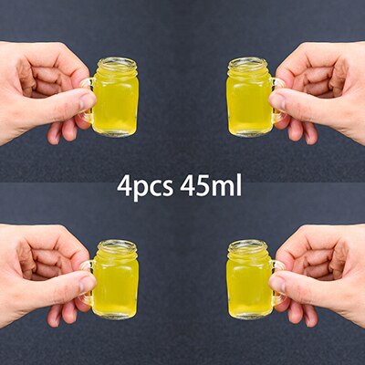 4 st mini mason jar mugg glas snapsglasset med glashandtag, whiskydricksglas/muggar: 45ml uppsättning  of 4