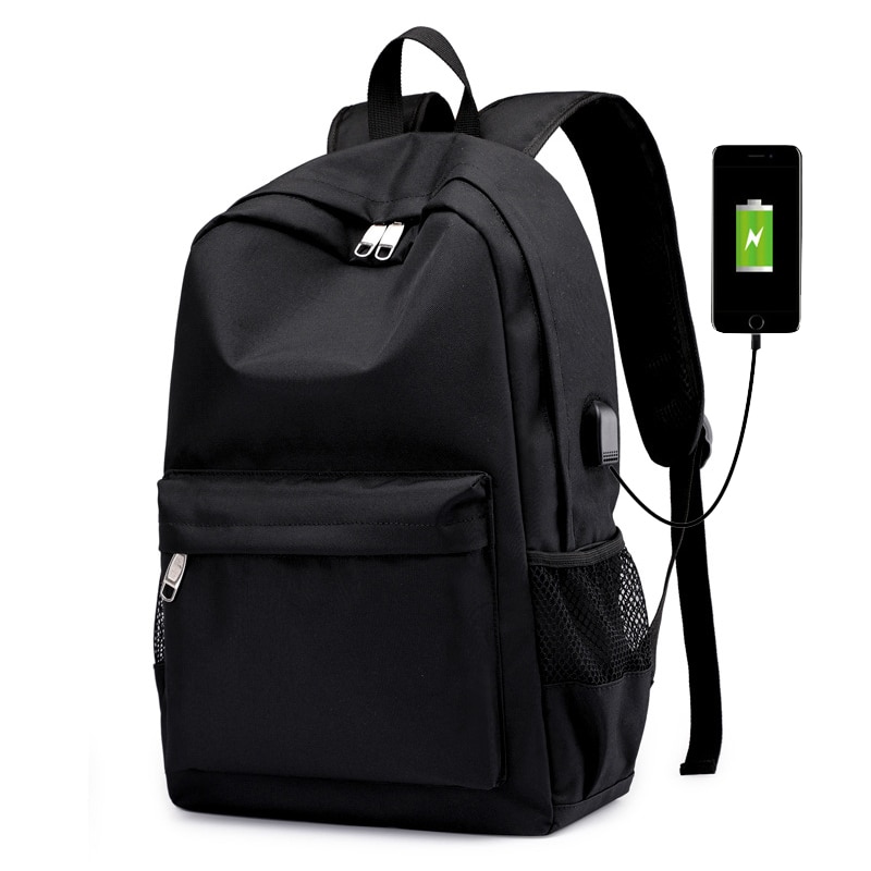 Nero Degli Uomini di zaini scuola di alta scuola per i ragazzi Adolescenti di nylon Usb di Ricarica indietro pacchetto adolescente Studente Bagpack Grande Capacità Nuovo 2020