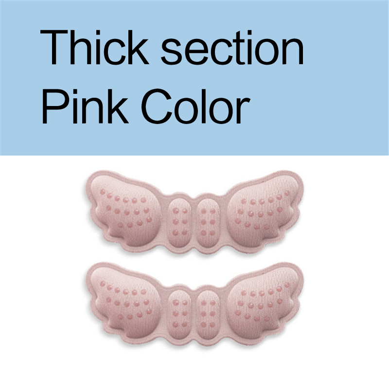 1 paire de semelles intérieures de talon papillon, autocollants pour chaussures à talons, longueur de chaussure, coussinet de talon, soins des pieds, anti-abrasion, coussinets de talon à maintenir au courant: Rose épais