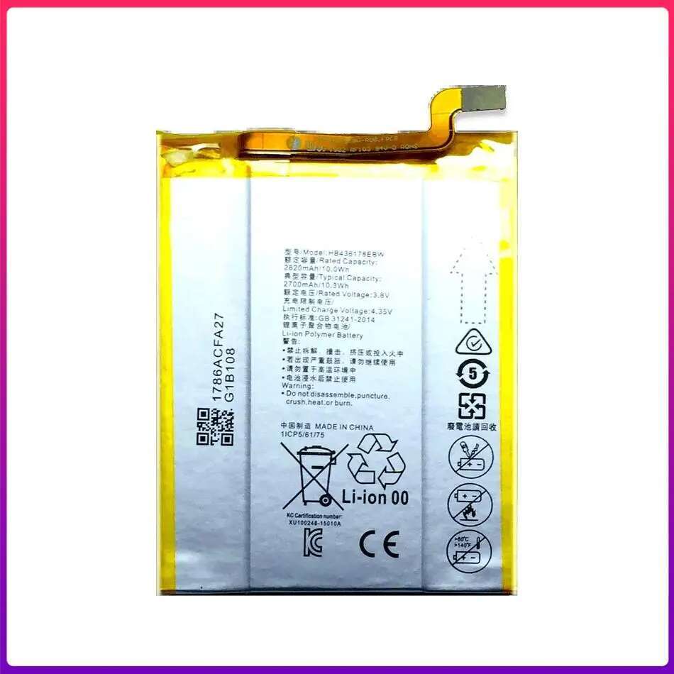 Batteria Originale Huawei Mate S HB436178EBW – OEM Interna, Anno 2018, Per CRR-L09, Bulk, Ricambio Genuino