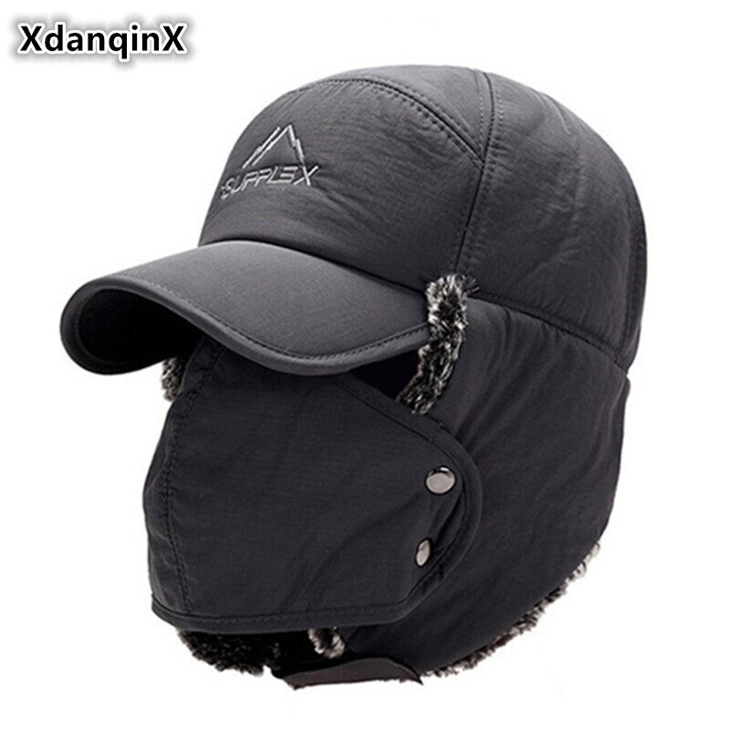 Xdanqinx-chapeau de bomber pour hommes, Protection du visage, Plus épais, velours, chapeau chalspour femme, coursiste à l