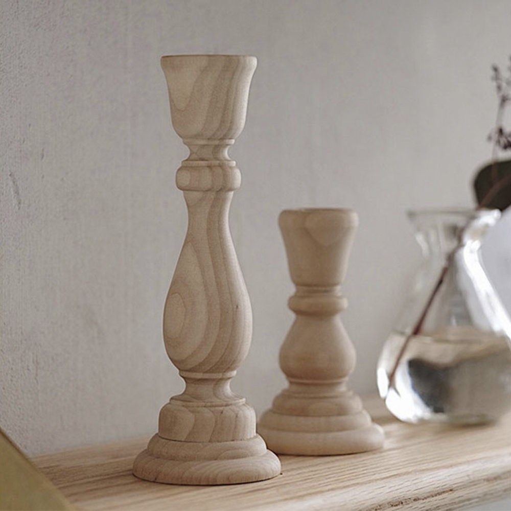 Wooden Candlesticks Unfinished DIY Classic Craft Candle Holders for Paint or Living Room Home Wedding Decorations