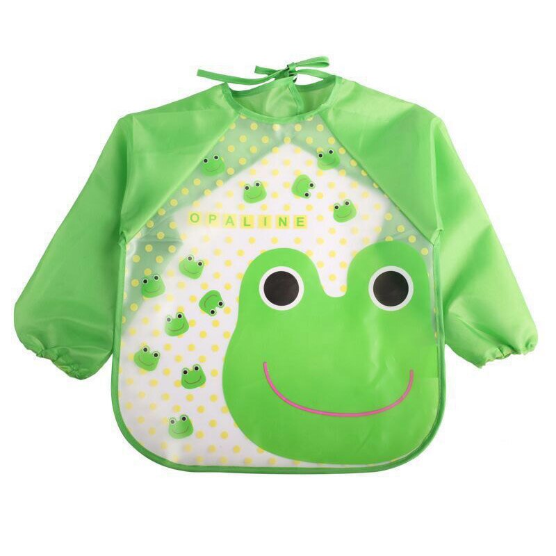 1Pcs Waterdichte Baby Schort Cartoon Patroon Baby Slabbetjes Schort Eva Leuke Lange Mouwen Baby Burp Doek Slabbetjes