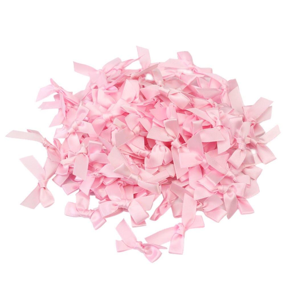 100Pcs Satijnen Lint Boog Voor Scrapbooking Card-Maken Craft Naaien Diy Accessoires Bruiloft Verjaardag Party Decor Lint Boog: pink